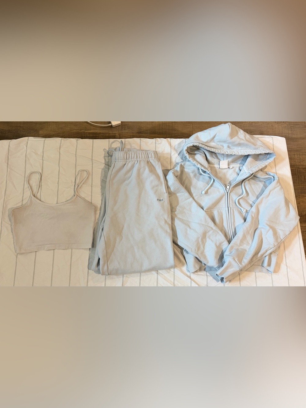 Aritzia Light Blue Sweatsuit - Hoodie, Sweats, Tank